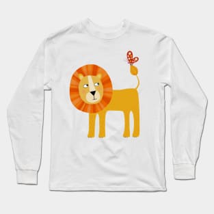 Lion Looking at a Butterfly Long Sleeve T-Shirt